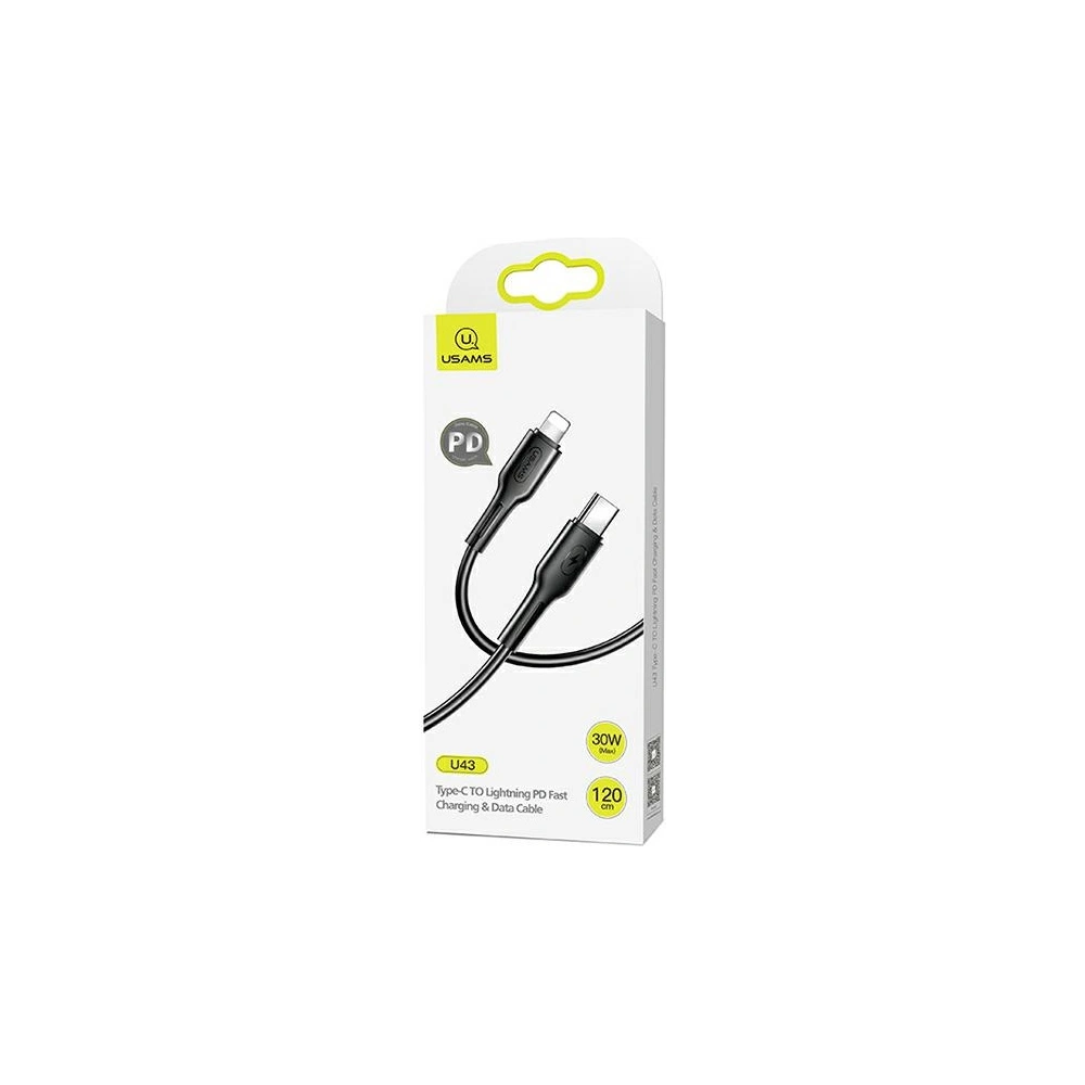 Kabel USAMS U43 USB-C na Lightning 30W PD 1.2m černý/black SJ406USB01