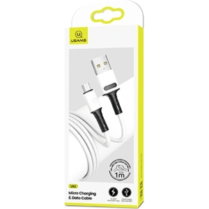 Wholesale USAMS Cable U52 microUSB 2A Fast Charge 1m white SJ435USB01 (US-SJ435) - USA398WHT - {ean13} - Hurt