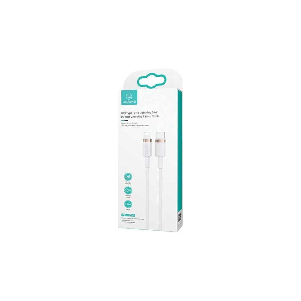 Kabel USAMS U63 USB-C na Lightning 1,2m 20W PD Rychlé nabíjení bílý/white SJ484USB02