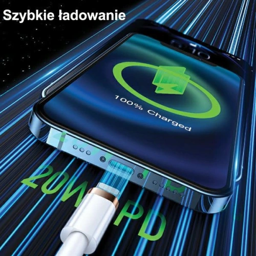 Kabel USAMS U63 USB-C na Lightning 1,2m 20W PD Fast Charge czarny/black SJ484USB01