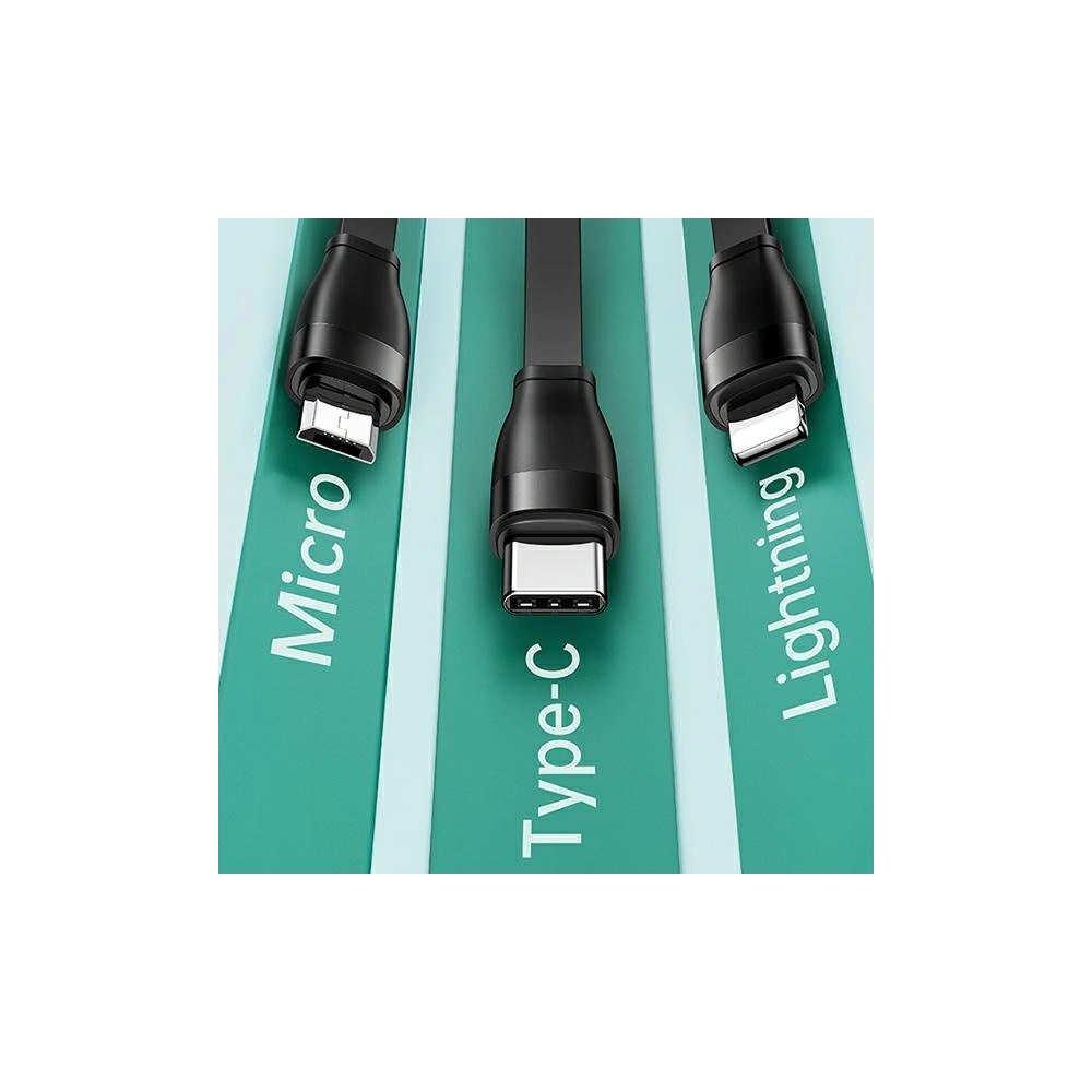 Hurtownia GSM - Kabel USAMS U69 3w1 1m černý/black (lightning/microUSB/USB-C) SJ508USB01 - USA422BLK - {ean13} - Hurt