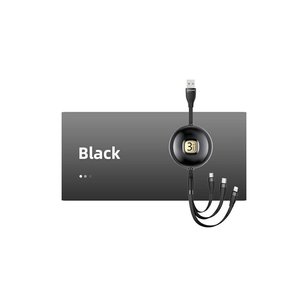 Hurtownia GSM - Kabel USAMS U69 3w1 1m černý/black (lightning/microUSB/USB-C) SJ508USB01 - USA422BLK - {ean13} - Hurt