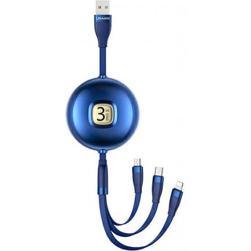 Usams Distributor - 6958444971582 - USA423BLU - USAMS Cable U69 3in1 1m blue (Lightning/microUSB/USB-C) SJ508USB02 (US-SJ508) - B2B homescreen