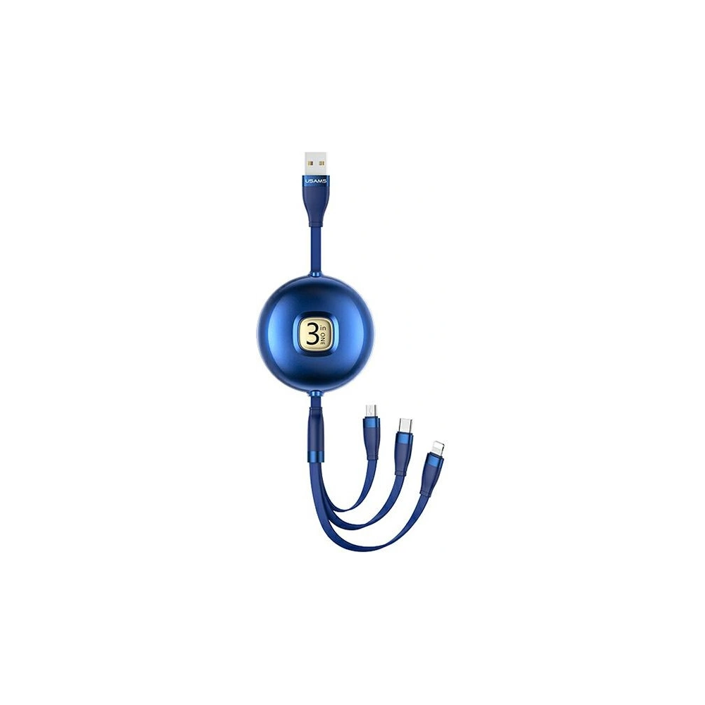 Hurtownia GSM - Kabel USAMS U69 3w1 1m modrý/blue (lightning/microUSB/USB-C) SJ508USB02 - USA423BLU - {ean13} - Hurt