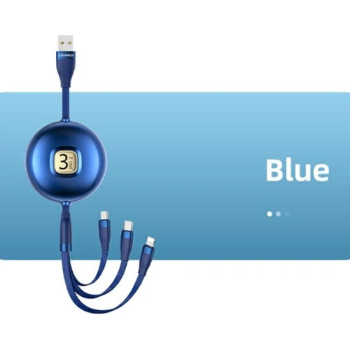 Kabel USAMS U69 3w1 1m niebieski/blue (lightning/microUSB/USB-C) SJ508USB02