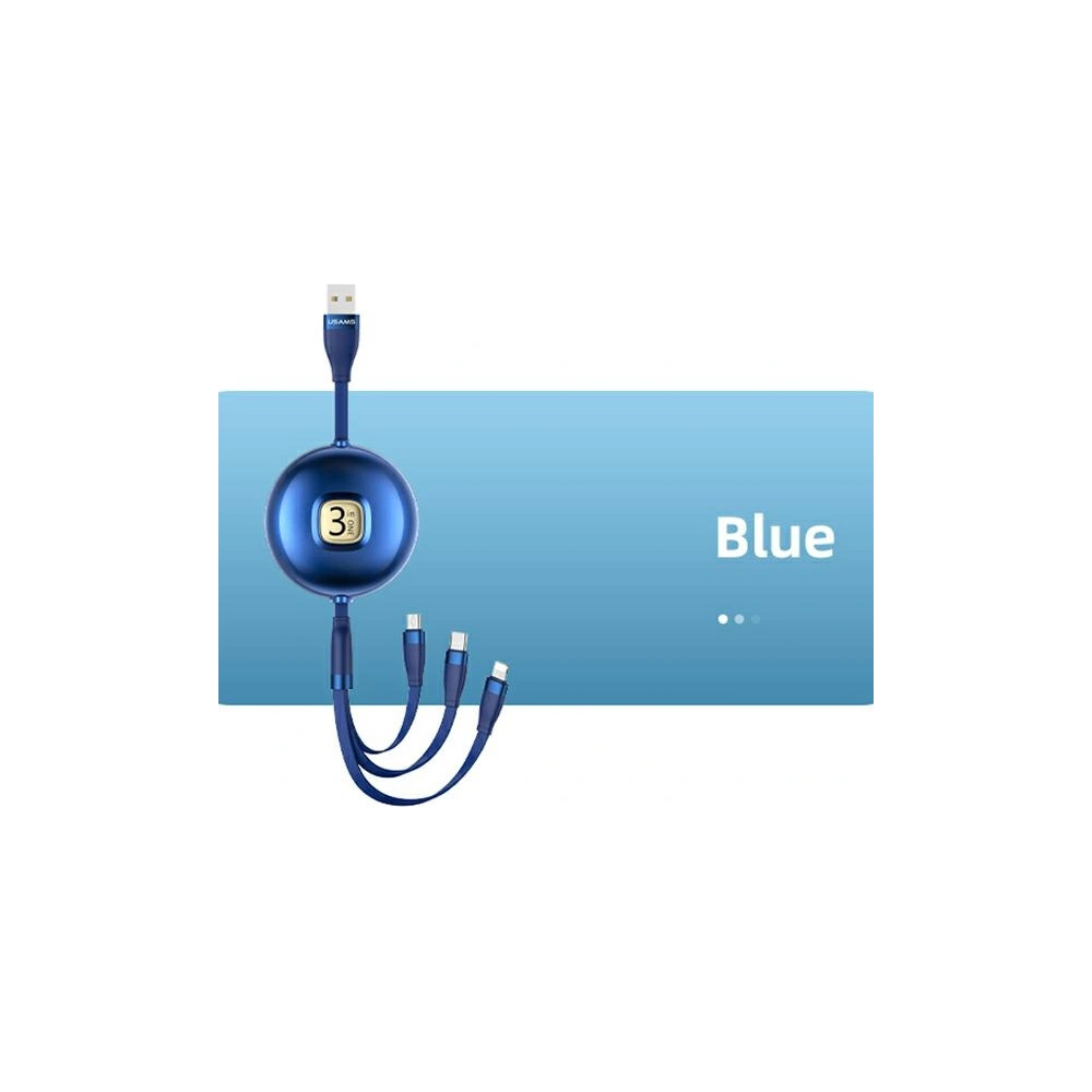 Hurtownia GSM - Kabel USAMS U69 3w1 1m modrý/blue (lightning/microUSB/USB-C) SJ508USB02 - USA423BLU - {ean13} - Hurt