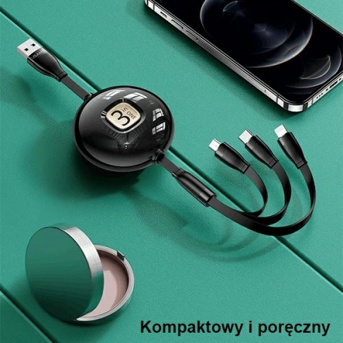 Kabel USAMS U69 3w1 1m zielony/green (lightning/microUSB/USB-C) SJ508USB03