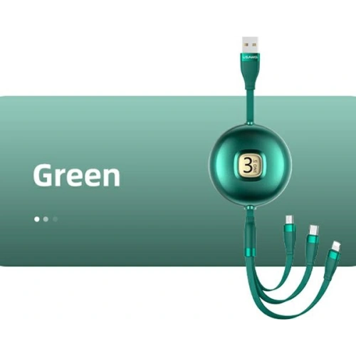 Kabel USAMS U69 3w1 1m zielony/green (lightning/microUSB/USB-C) SJ508USB03