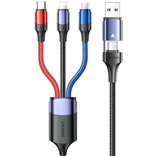 Usams Distributor - 6958444976501 - USA426BLK - USAMS Cable U71 3in1 1.2m 3A Fast Charge black (USB/USB-C - Lightning/microUSB/USB-C) SJ549USB01(US-SJ549) - B2B homescreen