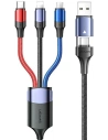 Kabel USAMS U71 3w1 1.2m 3A Fast Charge czarny/black (USB/USB-C na lightning/microUSB/USB-C) SJ549USB01