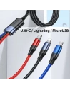 Kabel USAMS U71 3w1 1.2m 3A Fast Charge czarny/black (USB/USB-C na lightning/microUSB/USB-C) SJ549USB01