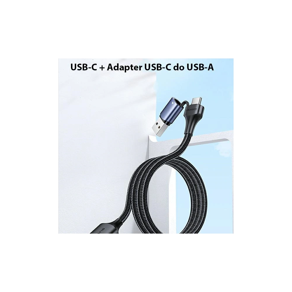 Kabel USAMS U71 3w1 1.2m 3A rychlé nabíjení černý/black (USB/USB-C na lightning/microUSB/USB-C) SJ549USB01