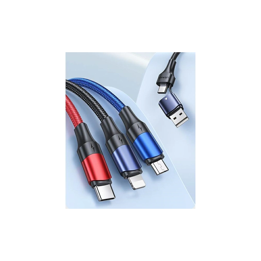 Kabel USAMS U71 3w1 1.2m 3A rychlé nabíjení černý/black (USB/USB-C na lightning/microUSB/USB-C) SJ549USB01
