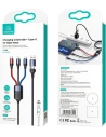 Kabel USAMS U71 3w1 1.2m 3A Fast Charge czarny/black (USB/USB-C na lightning/microUSB/USB-C) SJ549USB01