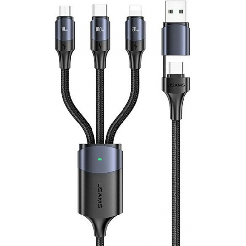Usams Distributor - 6958444971780 - USA428BLK - USAMS Cable U71 3in1 1.2m 6A Fast Charge black (USB/USB-C - Lightning/microUSB/USB-C) SJ511USB01 (US-SJ511) - B2B homescreen