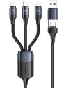 USAMS Cable U71 3in1 1.2m 6A Fast Charge black (USB/USB-C - Lightning/microUSB/USB-C) SJ511USB01 (US-SJ511)