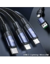 Hurtownia GSM - Kabel USAMS U71 3w1 1.2m 6A Fast Charge czarny/black (USB/USB-C na lightning/microUSB/USB-C) SJ511USB01 - USA428BLK - {ean13} - Hurt