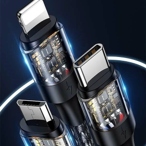 Kabel USAMS U71 3w1 1.2m 6A Fast Charge czarny/black (USB/USB-C na lightning/microUSB/USB-C) SJ511USB01