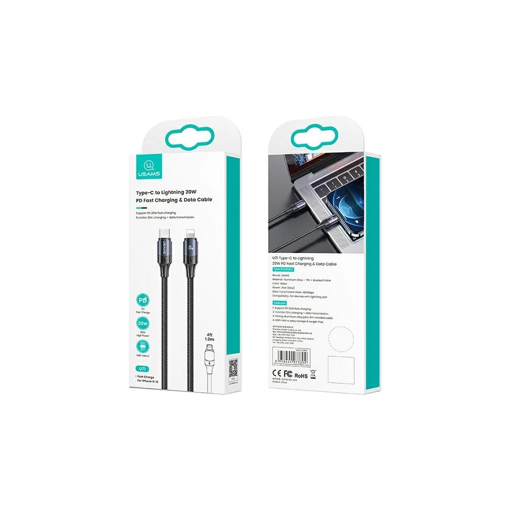 Hurtownia GSM - Kabel USAMS U71 USB-C na Lightning 2m 20W PD Fast Charge černý/black SJ522USB01 - USA430BLK - {ean13} - Hurt