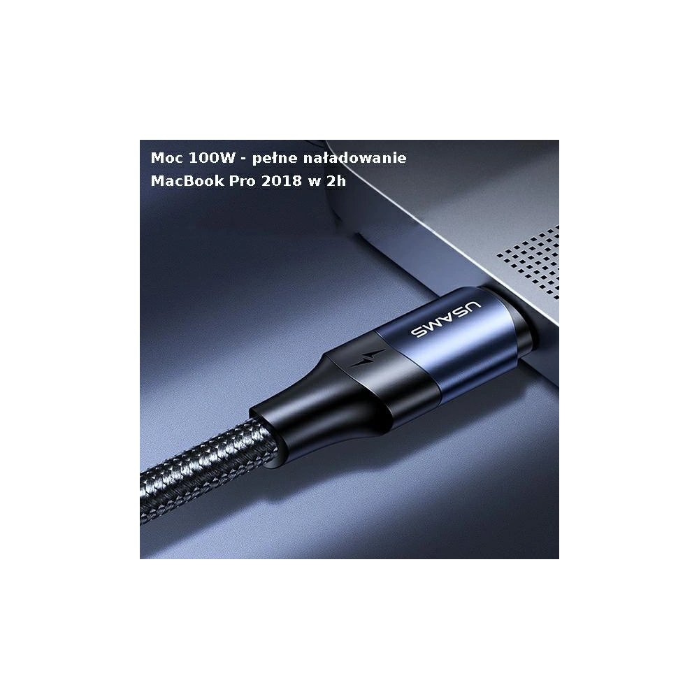 Hurtownia GSM - Kabel USAMS U71 USB-C na USB-C 2m 100W PD Fast Charge czarny/black SJ525USB01 - USA433BLK - {ean13} - Hurt
