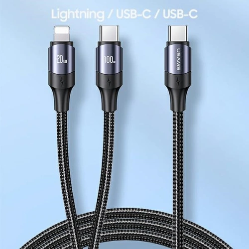 Kabel USAMS U71 USB-C/ Lighning na USB-C 1,2m 100W PD Fast Charge czarny/black SJ550USB01