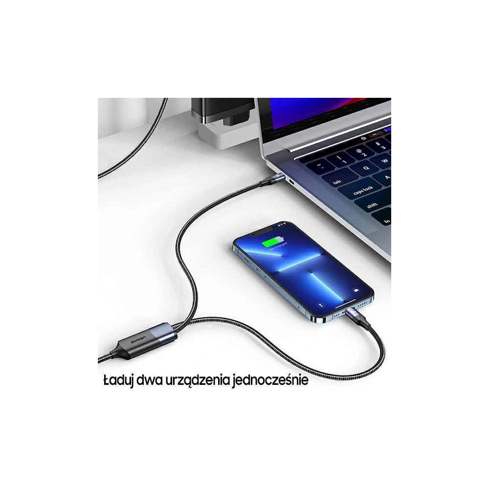 Hurtownia GSM - Kabel USAMS U71 USB-C/Lightning na USB-C 1,2m 100W PD Fast Charge černý/black SJ550USB01 - USA435BLK - {ean13} - Hurt