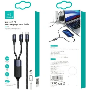 Wholesale USAMS Cable U71 USB-C/Lighning - USB-C 1,2m 100W PD Fast Charge black SJ550USB01 (US-SJ550) - USA435BLK - {ean13} - Hurt