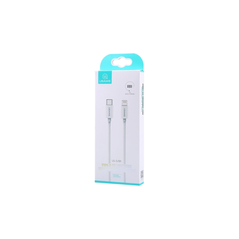 Hurtownia GSM - Kabel USAMS USB-C na Lightning 1,2m 2A bílý/white SJ191TL01 PD rychlé nabíjení - USA438WHT - {ean13} - Hurt