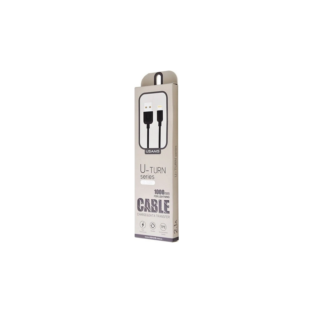 Hurtownia GSM - Kabel USAMS U-Turn lightning 1m černý/black 2A IPUSBXD01 - USA440BLK - {ean13} - Hurt