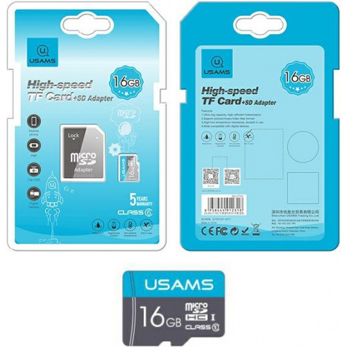 Usams Distributor - 6958444912318 - USA445 - USAMS Memory card 16GB 10C + adapter ZB117TF01 (US-ZB117) - B2B homescreen