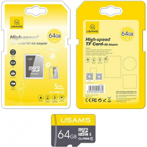Hurtownia Usams - 6958444912332 - USA447 - Karta pamięci USAMS 64GB 10C + adapter ZB119TF01 - B2B homescreen