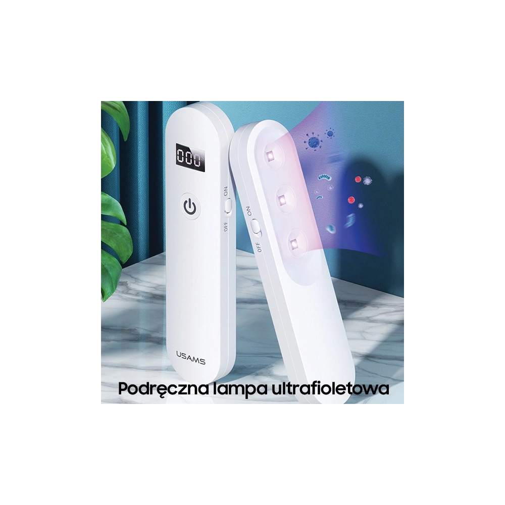 Hurtownia GSM - Dezinfekční mini UV-C lampa USAMS ruční sterilizátor bílá/white ZB159XDD01 - USA448WHT - {ean13} - Hurt