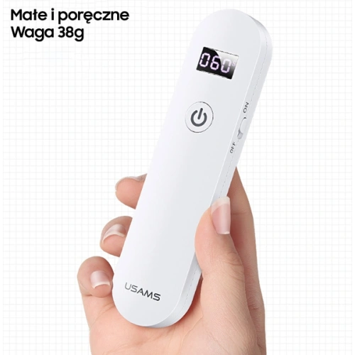 Lampa dezynfekująca mini UV-C USAMS ręczna sterylizator biały/white ZB159XDD01