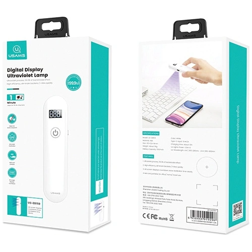 Lampa dezynfekująca mini UV-C USAMS ręczna sterylizator biały/white ZB159XDD01