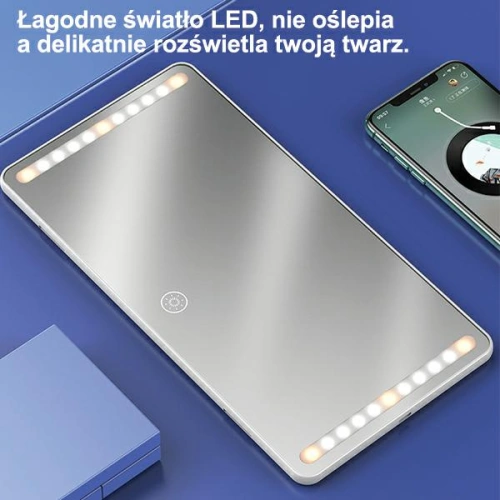 Lusterko ze światłem LED do auta USAMS biały/white ZB175CZHZJ01 montowane na osłaonę przeciwsłoneczną