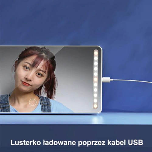 Lusterko ze światłem LED do auta USAMS biały/white ZB175CZHZJ01 montowane na osłaonę przeciwsłoneczną