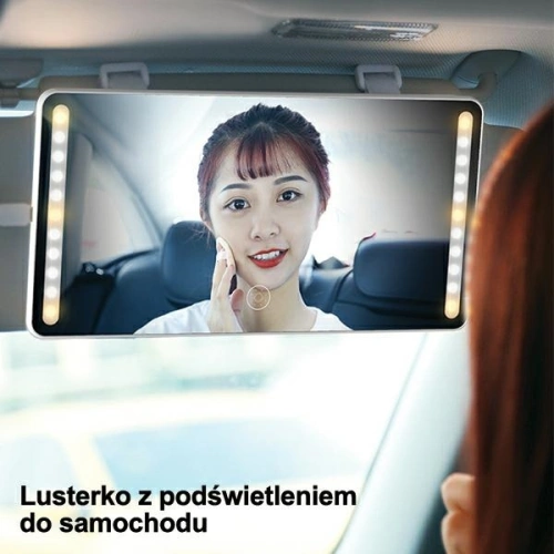 Lusterko ze światłem LED do auta USAMS czarne/black ZB175CZHZJ02 montowane na osłaonę przeciwsłoneczną