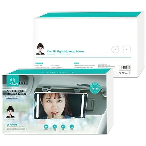 Lusterko ze światłem LED do auta USAMS czarne/black ZB175CZHZJ02 montowane na osłaonę przeciwsłoneczną