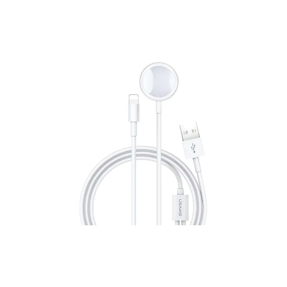 Hurtownia GSM - Indukční nabíječka USAMS Apple Watch + lightning kabel 2w1 bílá/bílá CC076WH01 - USA463WHT - {ean13} - Hurt