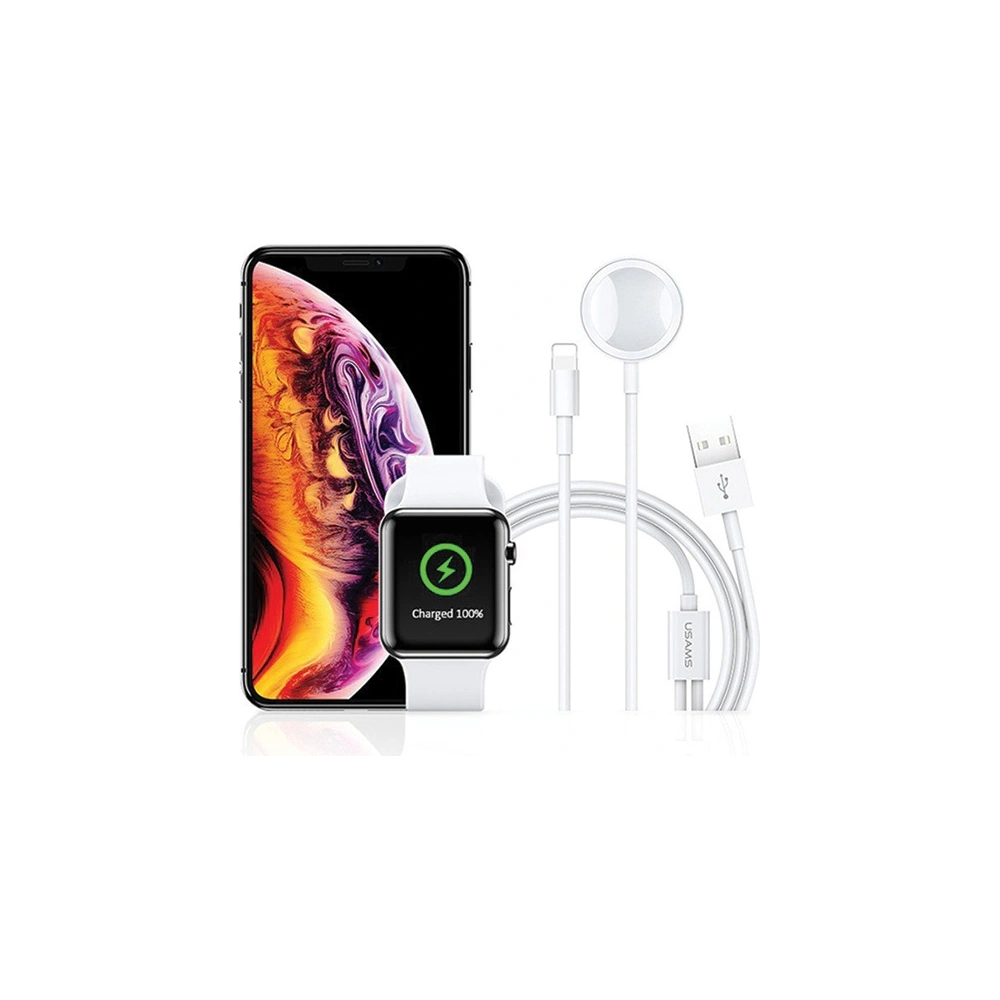 Hurtownia GSM - Indukční nabíječka USAMS Apple Watch + lightning kabel 2w1 bílá/bílá CC076WH01 - USA463WHT - {ean13} - Hurt