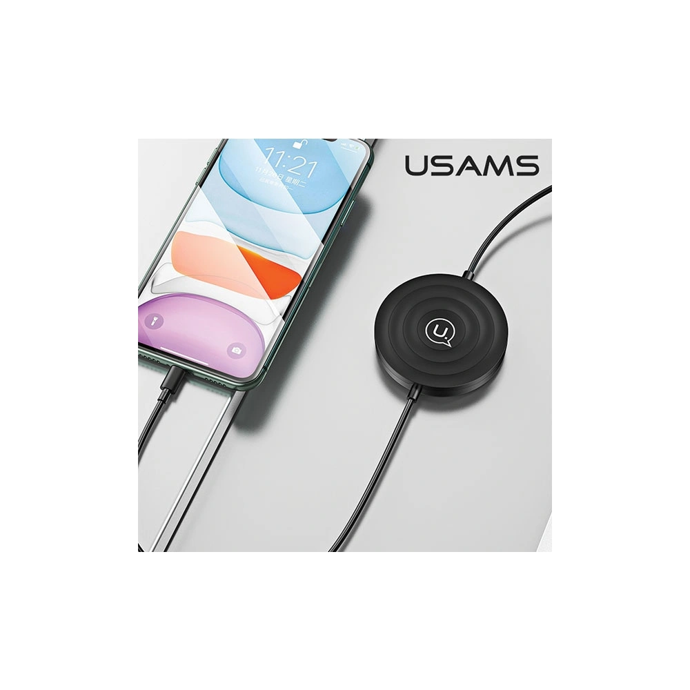 Indukční nabíječka USAMS US-CC096 10W s lightning kabelem černá/black CC96WH01