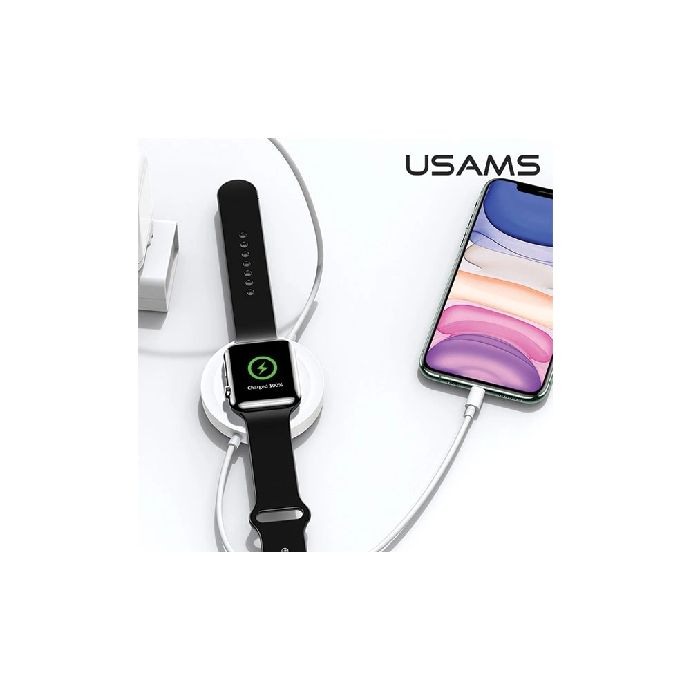 Indukční nabíječka USAMS US-CC096 10W s lightning kabelem černá/black CC96WH01