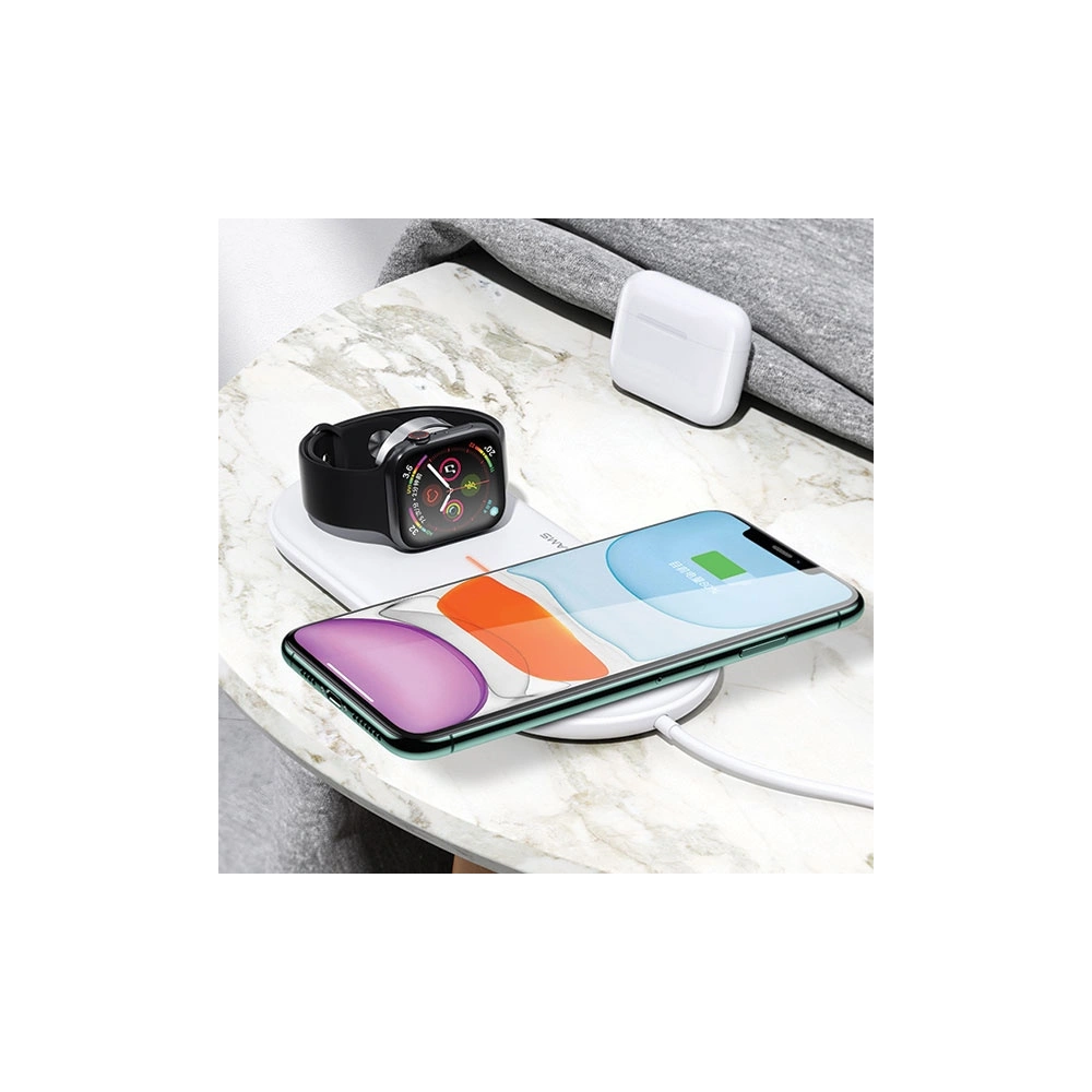 Hurtownia GSM - Indukční nabíječka USAMS US-CD119 10W 2w1 Apple Watch/Smartphone bílá/white CD119WH01 - USA470WHT - {ean13} - Hurt