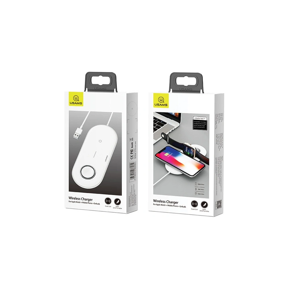 Hurtownia GSM - Indukční nabíječka USAMS US-CD119 10W 2w1 Apple Watch/Smartphone bílá/white CD119WH01 - USA470WHT - {ean13} - Hurt