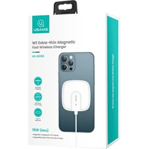 Hurtownia GSM - Ładowarka indukcyjna USAMS US-CD159 magnetic W1 15W Extra-thin Apple iPhone 12 series biały/white CD159DZ02 - USA478WHT - {ean13} - Hurt