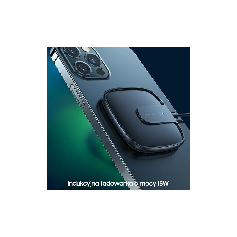 Hurtownia GSM - Indukční nabíječka USAMS US-CD159 magnetic W1 15W Extra-tenká Apple iPhone 12 série černá/black CD159DZ01 - USA479BLK - {ean13} - Hurt