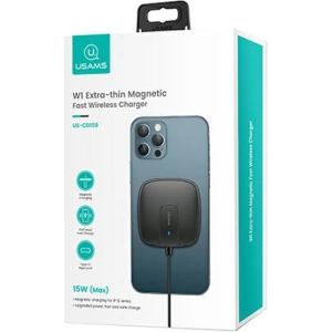 Hurtownia GSM - Ładowarka indukcyjna USAMS US-CD159 magnetic W1 15W Extra-thin Apple iPhone 12 series czarny/black CD159DZ01 - USA479BLK - {ean13} - Hurt