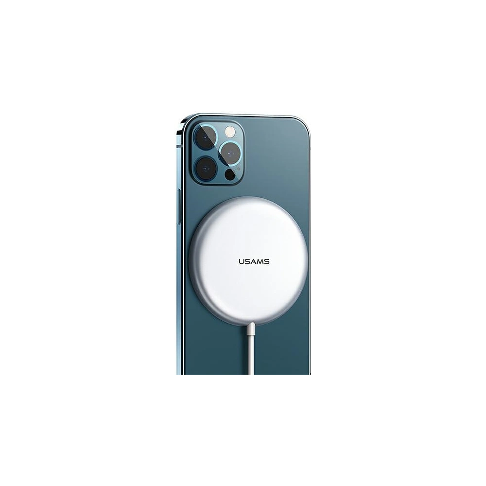 Hurtownia GSM - Indukční nabíječka USAMS US-CD160 magnetic W2 15W hliníková Apple iPhone 12 series stříbrná/silver CD160DZ01 - USA480SLV - {ean13} - Hurt