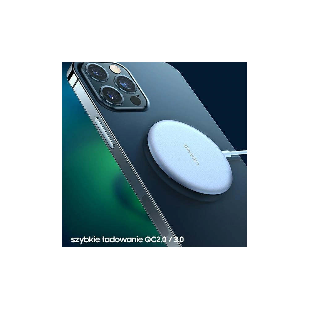 Hurtownia GSM - Indukční nabíječka USAMS US-CD160 magnetic W2 15W hliníková Apple iPhone 12 series stříbrná/silver CD160DZ01 - USA480SLV - {ean13} - Hurt