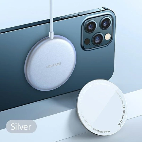 Ładowarka indukcyjna USAMS US-CD160 magnetic W2 15W aluminiowa Apple iPhone 12 series srebrny/silver CD160DZ01